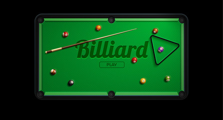 billiard table top view balls sport theme