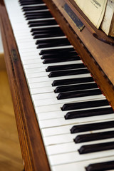 Old vintage piano keyboard