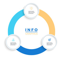 Vector pie chart. Presentation template with 3 steps, options, sections.
