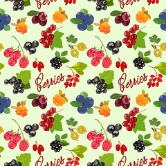 Fototapeta na wymiar Seamless pattern with juicy berries. Vector illustration.