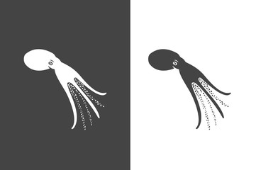 Stylized silhouette of octopus. Octopus logo illustration set. Octopus symbol