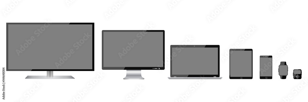 Aufkleber full of black communication devices. devices with black display - for stock