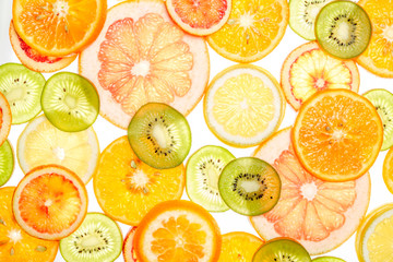Bright sweet citrus slices on white