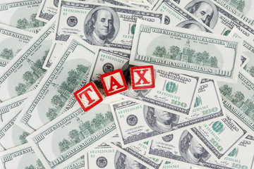 TAX word with dollar currency