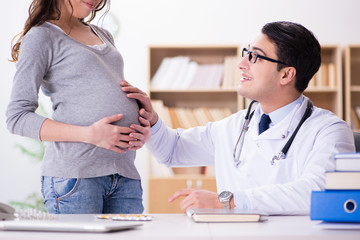 Fototapeta premium Pregnant woman visiting doctor for consultation