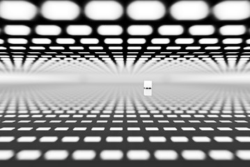 design element. 3D illustration. rendering. empty big warehouse black and white