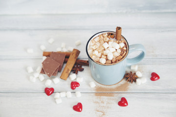 Hot chocolate with marshmallow 