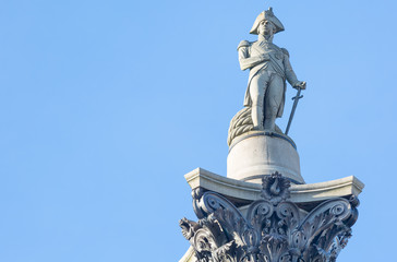 Statue of Admiral Nelson on Trafalgar Square, London, UK