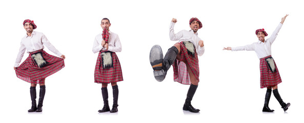 Concept with funny scotsman isolated on white