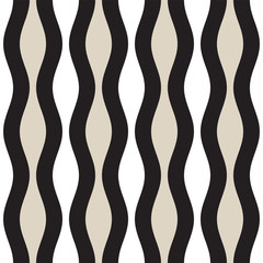 Vector Seamless Geometric Pattern. Monochrome Wavy Lines. Elegant Ripple Stripes