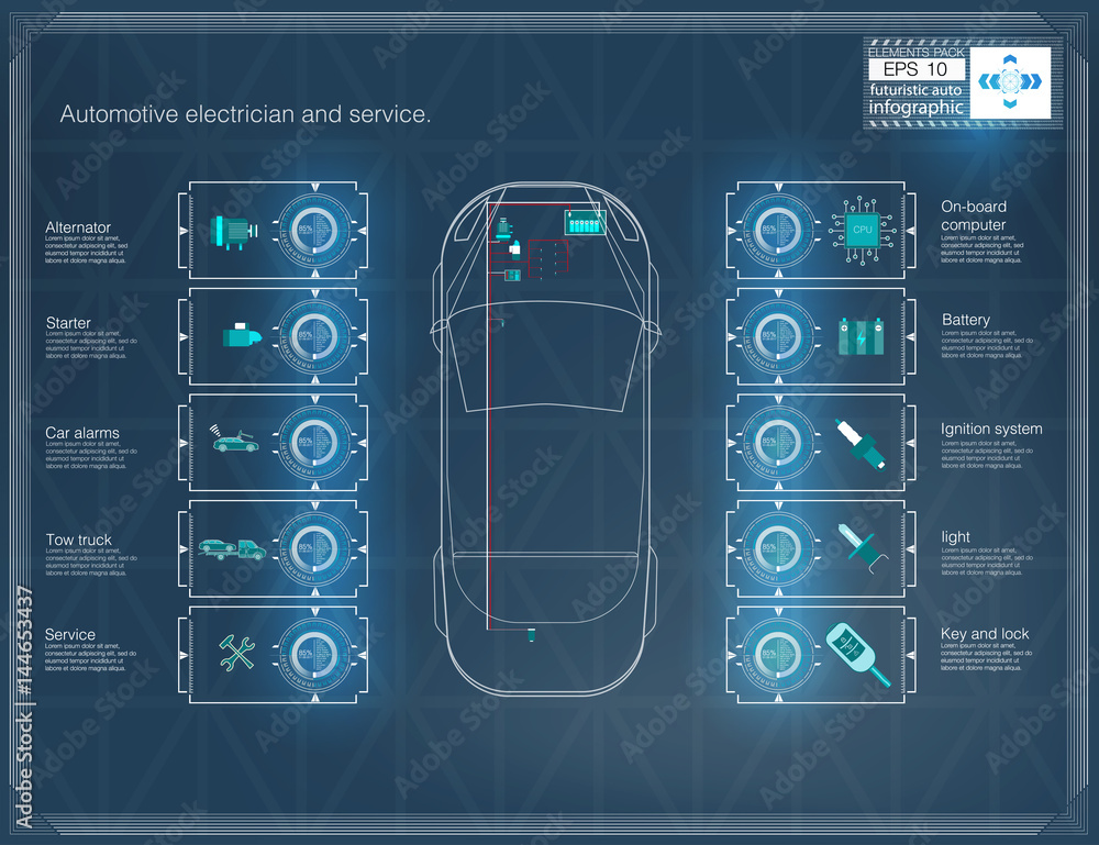 Poster futuristic user car interface. hud ui. abstract virtual graphic touch user interface. cars infograph