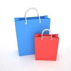 Paper Shopping Bags isolated on white background. 3d rendering.