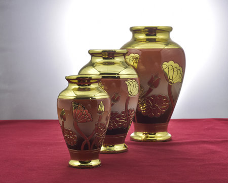 Three Gold Brass Vase