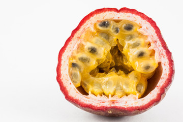 Gulupa (Passiflora edulis fo. Edulis) isolated in white background