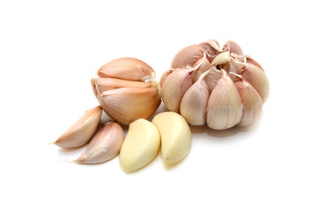 Fresh garlics isolated on white background