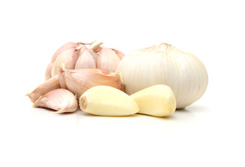 Fresh garlics isolated on white background