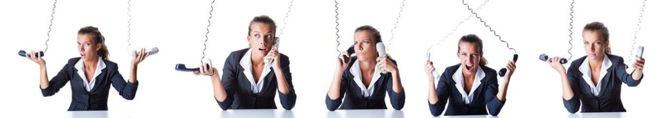 Call center assistant responding to calls