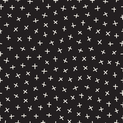 Scattered Geometric Line Shapes. Abstract Background Design. Vector Seamless Black and White Pattern.