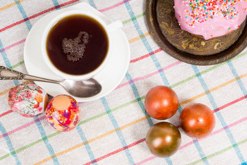 Breakfast for Easter - eggs and a small cake