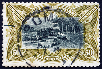 Postage stamp Belgian Congo 1922 Railroad Bridge on M'pozo River