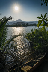 tropical exotic sunset river view in kampot cambodia asia