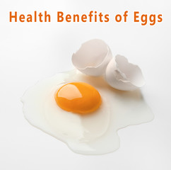 Raw egg yolk on white background