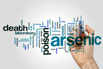 Arsenic word cloud concept on grey background