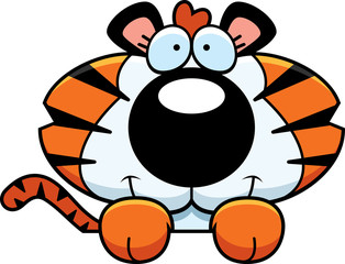 Cartoon Tiger Cub Peeking