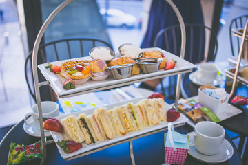 Sweet Pastries in the Restaurant. Coffee TIme. 