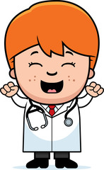 Cartoon Child Doctor Celebrate