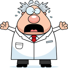 Scared Cartoon Mad Scientist