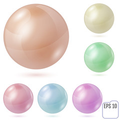 Collection of colorful glossy spheres isolated on white. Vector illustration for your design.