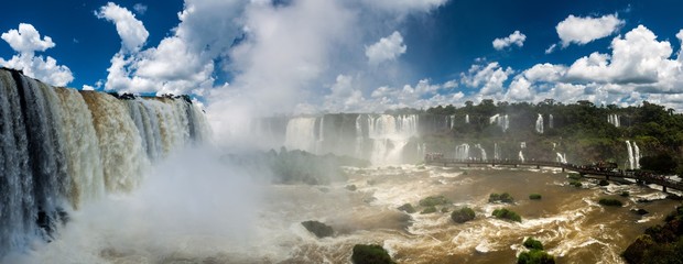 Iguacu (Iguazu) falls on a border of Brazil and Argentina