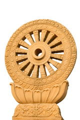 Fototapeta na wymiar Wheel of Dharma texture or wheel of life, symbol of Buddhism.