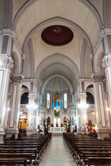 Fototapeta premium Interior of Maria Auxiliadora church in Punta Arenas, Chile