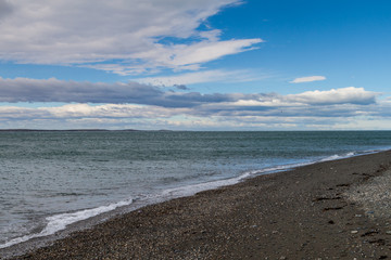 Magellan strait between Tierra del Fuego island and mainlad, Chile