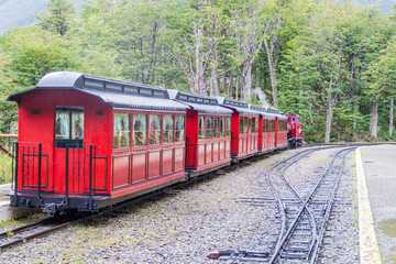 Tourist steam train in National Park Tierra del Fuego, Argentina