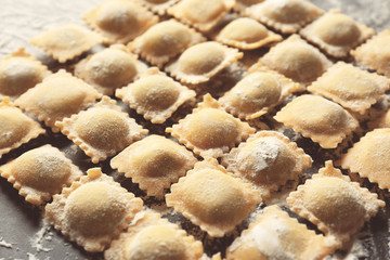 Uncooked ravioli, closeup