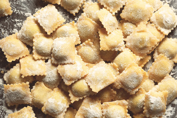 Uncooked ravioli, closeup