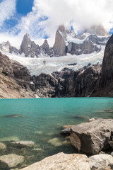 Laguna Sucia lake in National Park Los Glaciares, Argentina. Fitz Roy mountain in background.