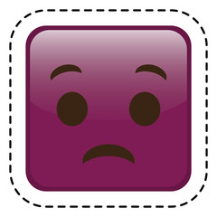 sad cartoon face in square shape icon over white background. colorful design. vector illustration