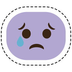 sad cartoon face icon over white background. colorful design. vector illustration
