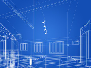 sketch design of interior space ,3d  render