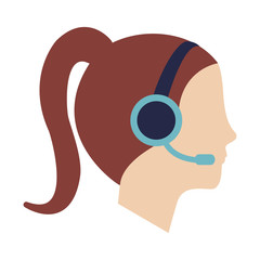 woman with headset cartoon icon over white background. colorful design. customer service concept. vector illustration