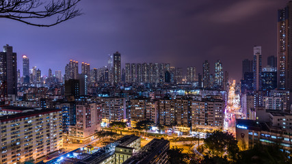 Night skyline overlooking Kowloon, Hong Kong