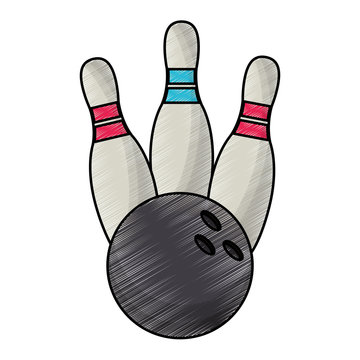drawing bowling ball pin equipment vector illustration eps 10