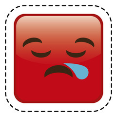 sad cartoon face icon over white background. colorful design. vector illustration