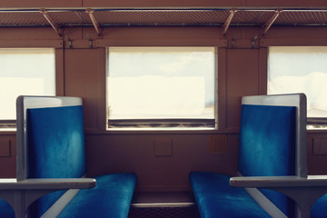 Fototapeta premium Okno pociągu i siedzenia