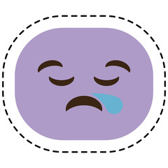 sad cartoon face icon over white background. colorful design. vector illustration