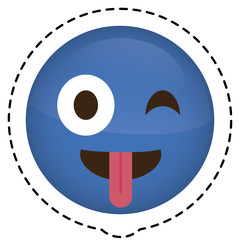 happy cartoon face icon over white background. colorful design. vector illustration